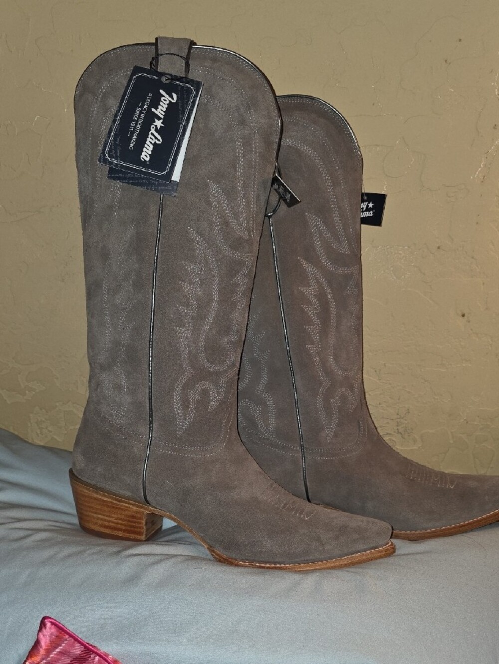 350- Tony Lama Ash Grey Liz Suede Western Knee-High Boots Dr4260 Size10B - Picture 4 of 14